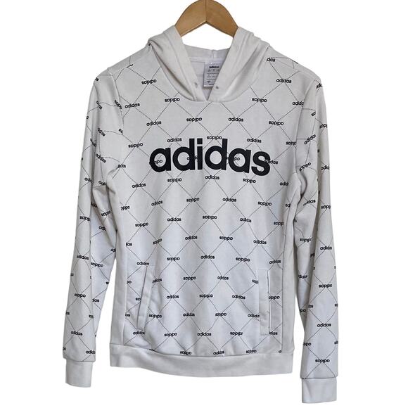 adidas Tops - Adidas Women’s Core Fav Hoodie Sweatshirt Casual Regular Fit White Black Small